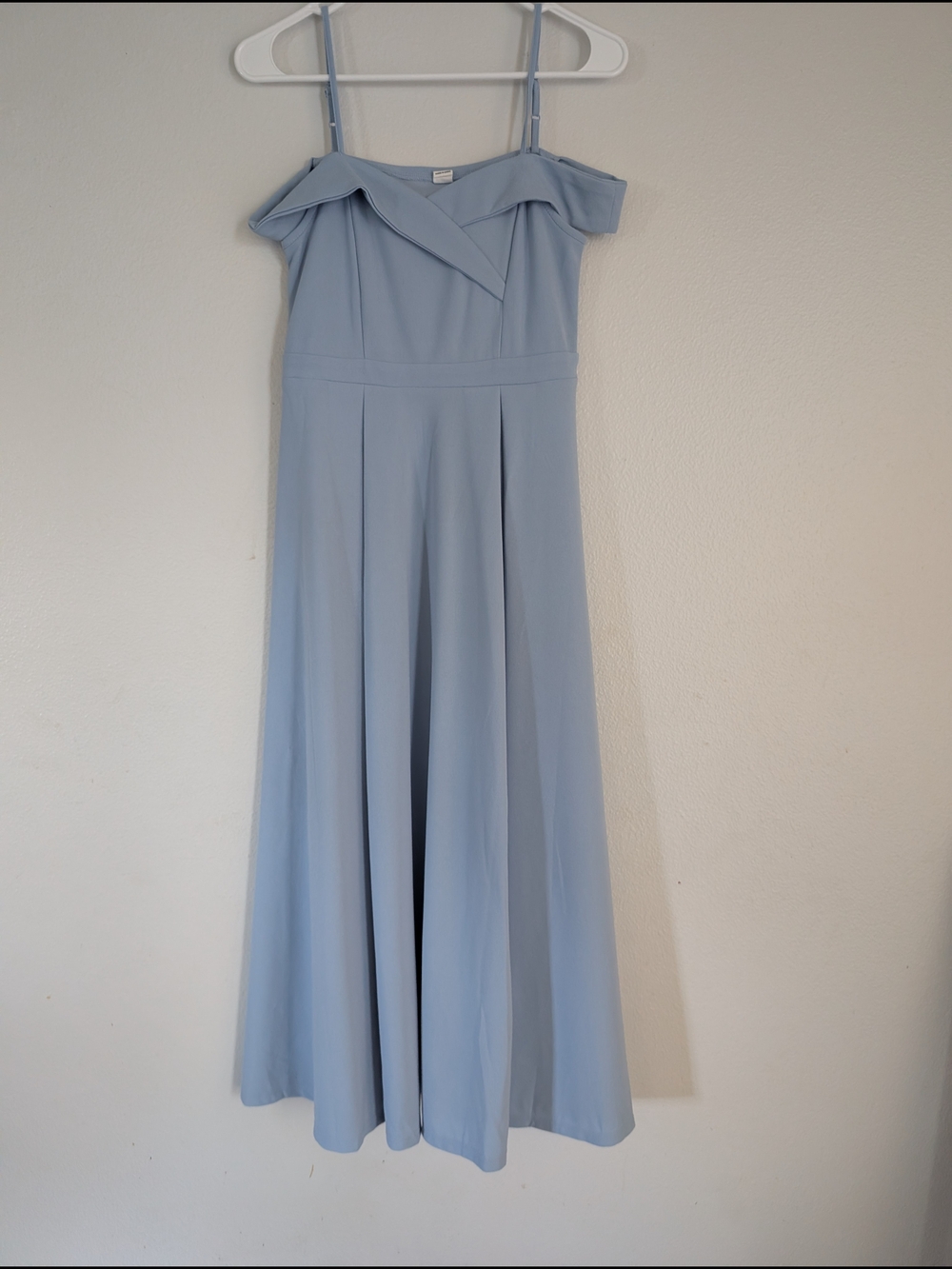 SHEIN Light Blue Off-Shoulder Spaghetti Strap Maxi Dress